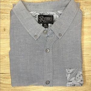 Retrofit Grey/Bandana Themed Button Down Shirt